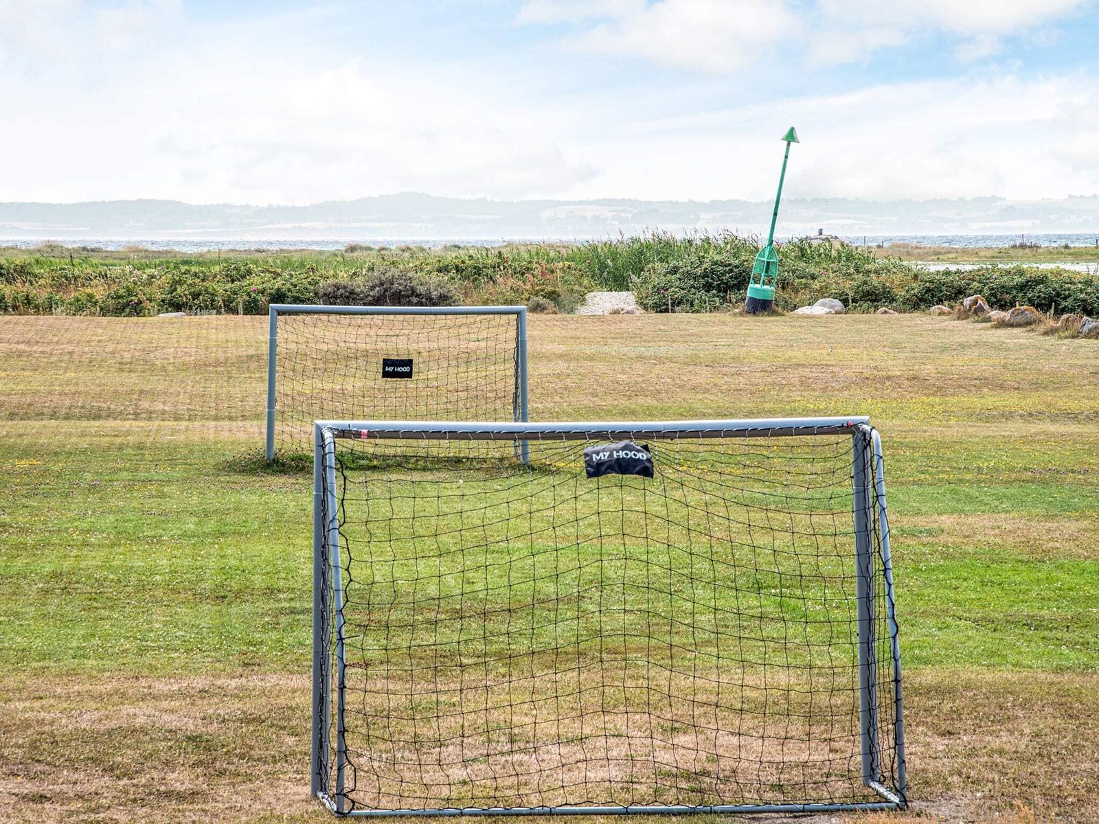 Football goals on the open part of the plot