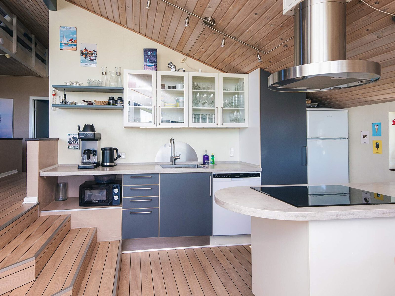 The island, with induction hob and extractor