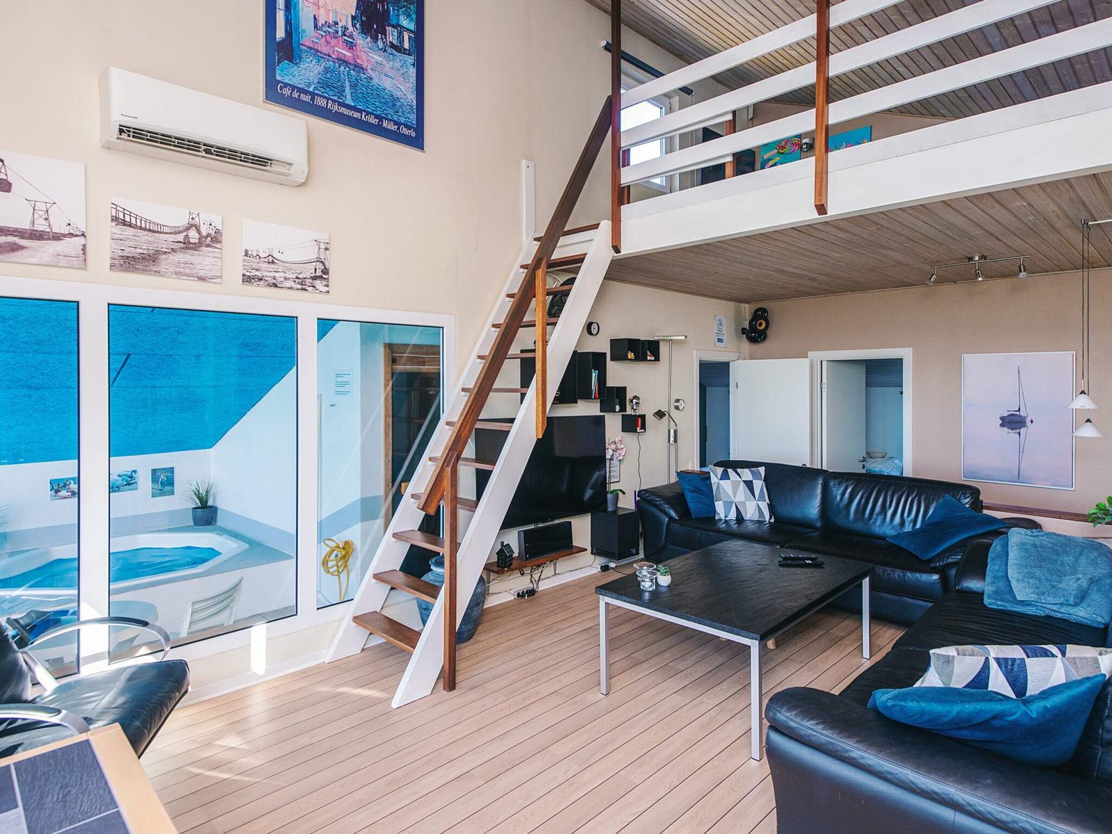 The sleeping loft above the living room