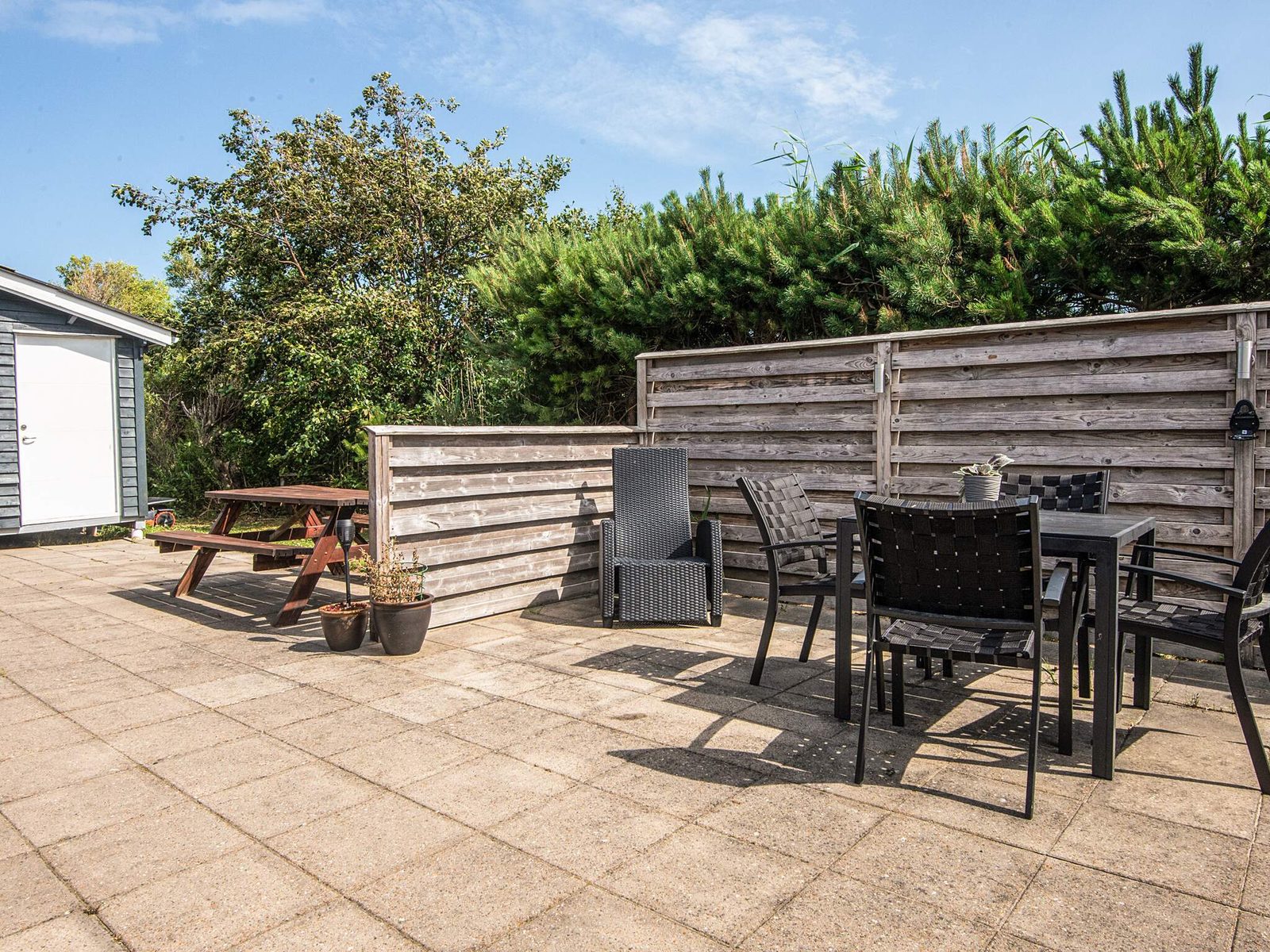 A sheltered place to eat behind the timber screen